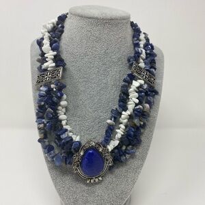 Vintage Blue and White Stone Necklace